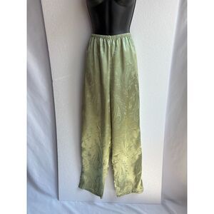 Vintage Satin Morgan Taylor Intimates Pajama Pants Sage Green Size L Paisley